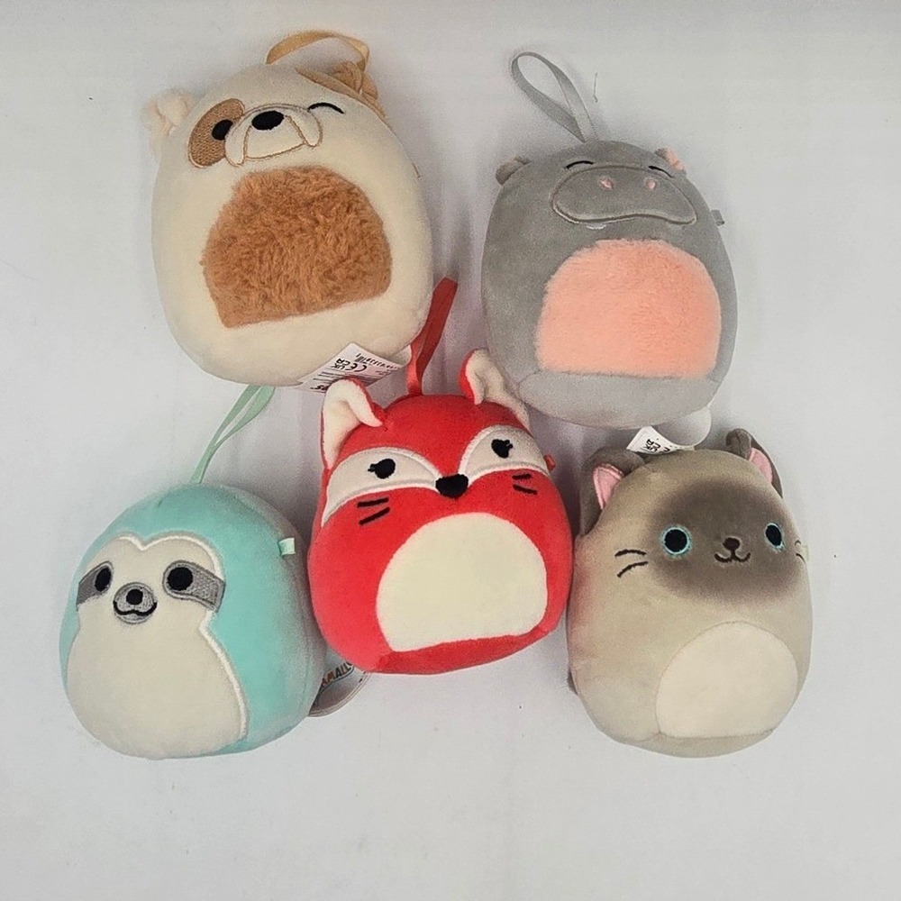 5‎ Squishmallows Plush Ornament Fox Sloth Hippo Bulldog Cat Jazwares 3.5 in